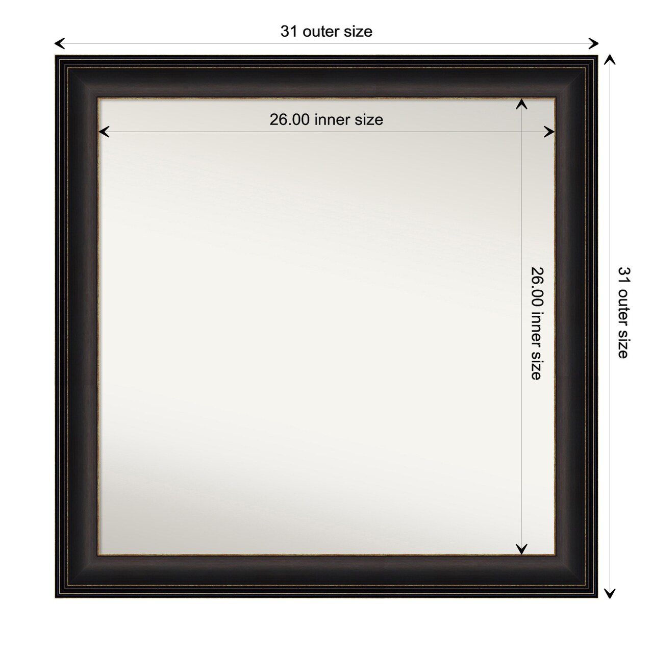 Amanti Art Non-Beveled Wall Mirror, Trio Oil Rubbed Bronze Frame